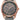 Citizen Drive watch with eco-drive technology and gray leather strap with rose-gold tone bezel and dark gray face. 