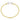 Yellow gold beaded cuff bracelet with two white pearl ends on white background