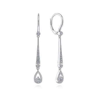 Elegant drop earrings with teardrop diamond accents set in white gold