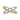 Two-tone X-shaped ring with yellow gold beads and a row of white diamonds on white background