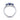 White gold ring with three blue sapphires and round accent diamonds in prong setting