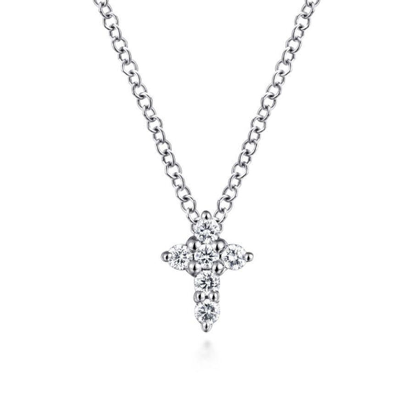 Gabriel & Co. - NK1370W45JJ - 14K White Gold Diamond Cross