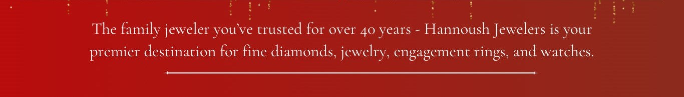 Red banner with white text highlighting fine diamonds, jewelry, engagement rings, and watches.