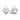 Silver heart-shaped stud earrings with round clear gemstones on a white background