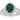 14K White Gold Oval Emerald and Diamond Halo Ring