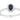 14K White Gold Oval Sapphire with Round Diamond Halo Ring